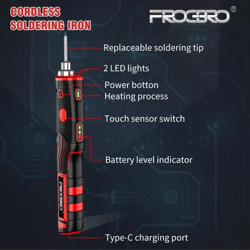 Miniatura 6 de Kit de soldador inalámbrico de 11 W, 2500 mAh, actualización máxima de 968 ℉ de calentamiento rápido, portátil, recargable, por USB, de alta