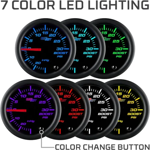 Miniatura 4 de Medidor aumento/aspiración GlowShift polarizado 7 Color 30 PSI