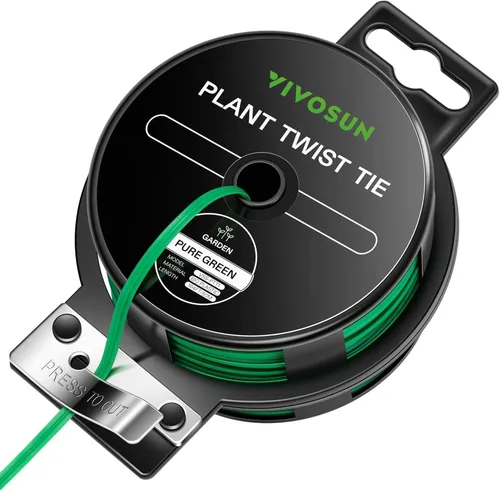 VIVOSUN Bridas giratorias, lazos verdes para plantas recubiertos de polietileno de 164 pies con cortador, lazos para tomates reutilizables y