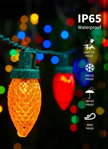 Miniatura 3 de Luces de Navidad C9 para exteriores, 114 pies, 150 luces LED C9 con temporizador y 8 modos de luz, luces impermeables de grado comercial conectables