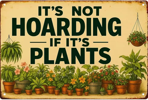 It Is Not Hoarding If It Is Plants Wall Decor Retro Metal Sign Poster for Garage Man Cave Bathroom Bedroom Farm Inspirational Popular Wall Art 8x12
