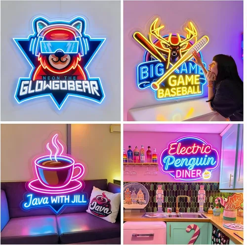 Miniatura 4 de Letrero de neón LED personalizado con impresión UV para bar, cafetería y salón de manicura, letrero de logotipo de negocios personalizado para pub