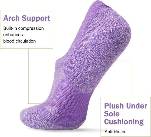 Miniatura 4 de No Show Socks - Calcetines deportivos de compresión de corte bajo y tobillo para mujer, 5 pares