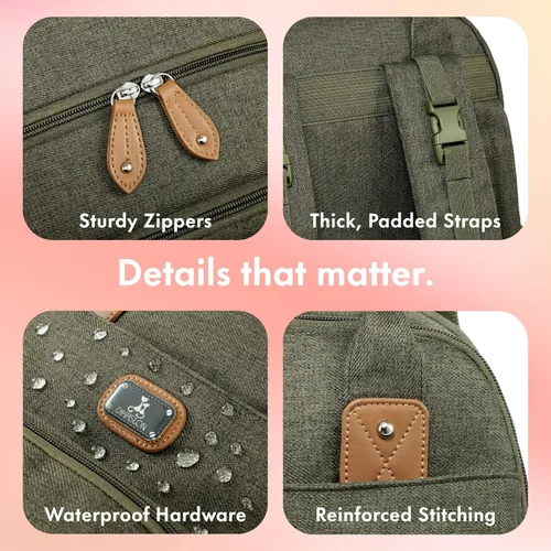 Miniatura 5 de Dikaslon Mochila para pañales con cambiador portátil, funda para chupete y correas para cochecito, bolsas de bebé unisex grandes para niños y niñas