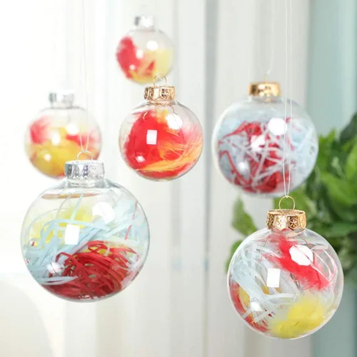 Miniatura 2 de Ochine Bolas de adorno rellenables de plástico transparente, irrompibles, adornos de bolas de Navidad transparentes para Navidad, Halloween