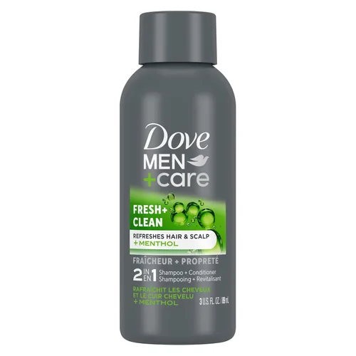 DOVE MEN + CARE Champú y acondicionador fortificante 2 en 1 fresco y limpio con cafeína para cabello normal a graso ayuda a fortalecer el