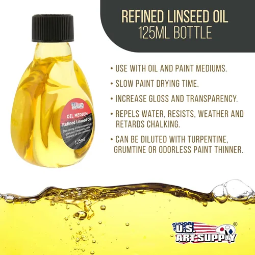 Miniatura 2 de U.S. Art Supply Aceite de linaza refinado, 4.2 fl oz (4.2 oz) medio líquido - Aceite de linaza para madera, soportes de pintura y acabado de madera