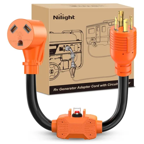 Miniatura 47 de Nilight - 50033R Adaptador de enchufe RV de 18 pulgadas, 50 amperios a 30 amperios, adaptador eléctrico de Dogbone de alta resistencia con mango 115G