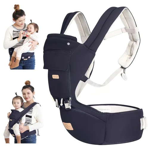 Miniatura 12 de FRUITEAM Portabebés de recién nacido a niño pequeño, taburete de cintura certificado de seguridad con asiento de cadera, portabebés ergonómico 6