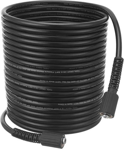 Tool Daily Manguera de lavado a presión de 50 pies x 1/4 pulgadas, manguera de repuesto para lavadora eléctrica con accesorio M22-0.551 in,