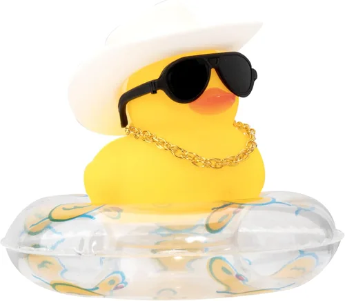 Miniatura 48 de wonuu Pato de Goma para Automóvil, Decoración de Pato Amarillo para Tablero con Sombrero de Sol, Anillo de Natación, Collar, Gafas de Sol