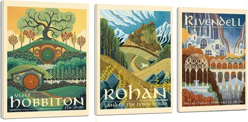 Miniatura 36 de Meksular Impresiones artísticas de pared de paisaje de la Tierra Media, pintura en lienzo, carteles de fantasía, imágenes de pared, para regalo