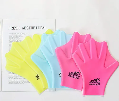 Miniatura 3 de Guantes de natación - Guantes de entrenamiento de natación con malla de silicona para adultos y niños Azul