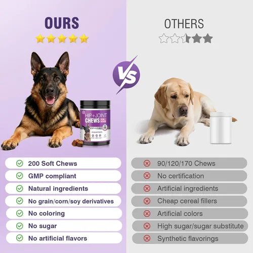 Miniatura 5 de Glucosamina para perros, 200 unidades de suplemento de apoyo para las articulaciones, condroitina para perros y cadera y articulaciones, golosinas