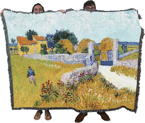 Pure Country Weavers Manta Farmhouse in Provence de Vincent Van Gogh, tapiz de regalo de bellas artes, tejida de algodón, fabricada en los Estados
