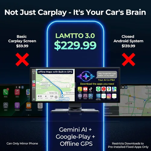 Miniatura 3 de LAMTTO Pantalla AI CarPlay de 11 pulgadas con aplicaciones de descarga de Google-Play y Gemini, 8 núcleos suaves, juego inalámbrico para Android