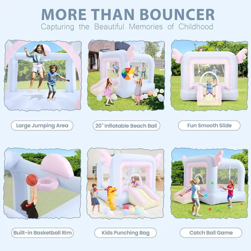 Miniatura 3 de Whubefy Casa inflable para niños, castillo animoso Dreamwing para niños de 8 a 12 años, diversión en interiores y patio trasero, casa inflable