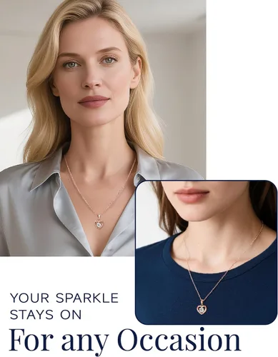 Miniatura 56 de MomentWish Collar de corazón para mujer, moissanita, diamante de imitación, plata de ley 925
