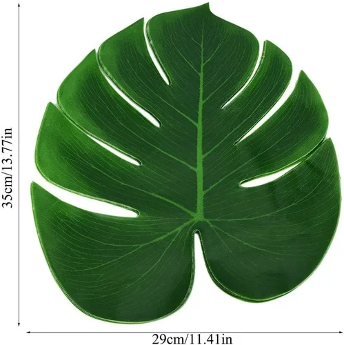 Miniatura 2 de HERCHR 12 hojas artificiales tropicales, hojas de palmera falsas verdes, hojas de Monstera grandes, hojas de plantas artificiales para safari
