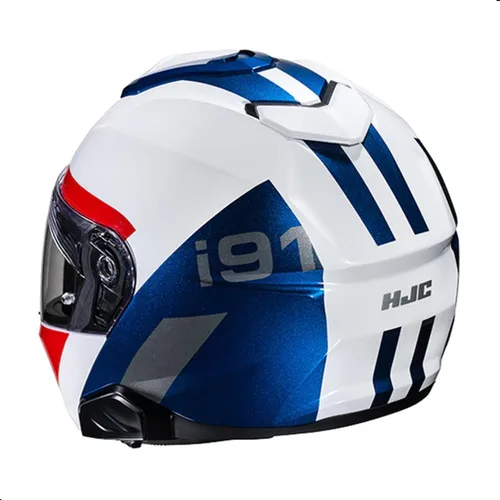 Miniatura 2 de Casco de motocicleta modular HJC i91 Bina Poly con protector HJ-33 Pin-lock, aprobado por DOT (MC21, X-Small)