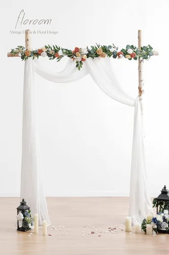 Miniatura 3 de Floroom Tela drapeada de arco de boda, 2 paneles de 19 pies, cortinas de tela de gasa blanca, decoración de ceremonia de boda, recepción Blanco