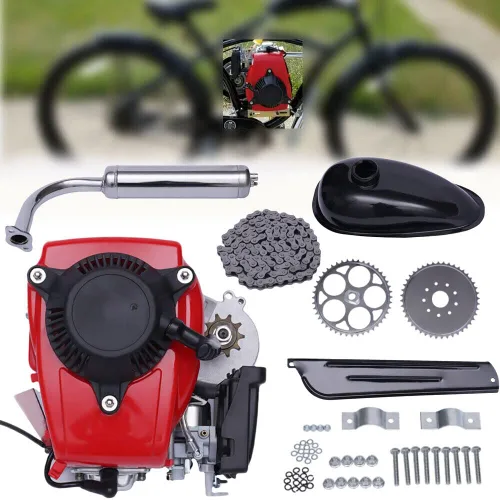 Kit de motor de gasolina de 4 tiempos y 53 cc, motor motorizado de bicicleta de gasolina de gasolina, motor de doble cadena refrigerado por aire