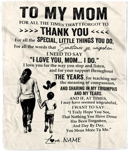 Miniatura 11 de Manta de vellón personalizada con texto en inglés «To My Mom», diseño de girasol de hija e hijo, carta de amor con texto en inglés «You are the