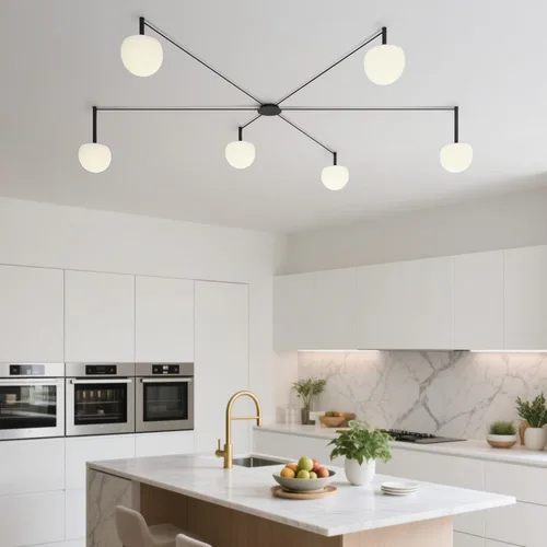 Miniatura 3 de Lámpara de Techo Semiempotrada de Cristal Negro de 3 Luces Adecuada para Salas de Estar, Dormitorios, Pasillos, Comedores, Comedores, Lámpara