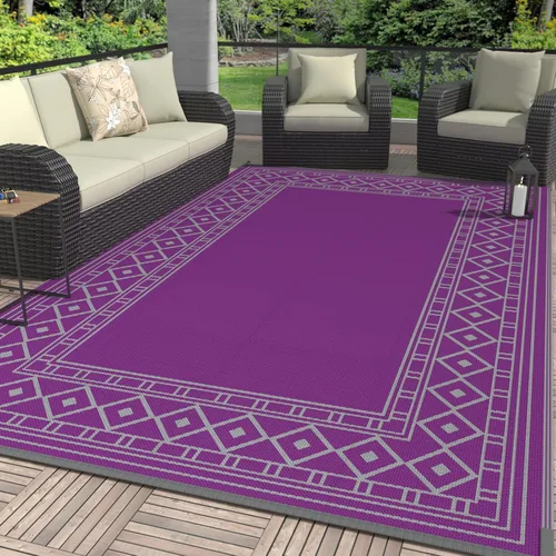 Miniatura 27 de GENIMO Alfombra de Exterior 5'x8' Impermeable para Patio, Alfombra de Paja de Plástico Reversible para Exteriores, Alfombras de Camping para Negro