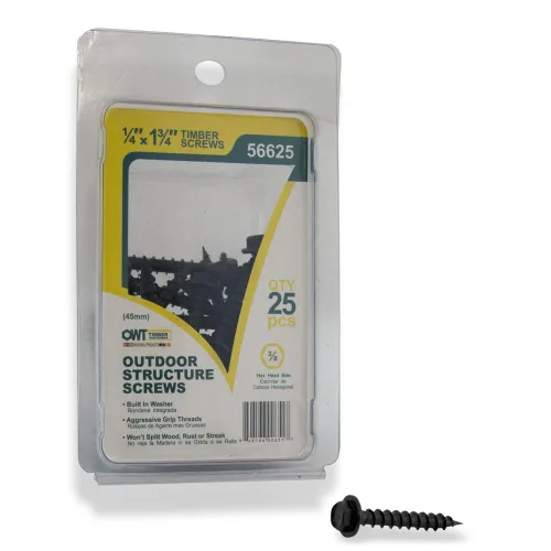 Miniatura 3 de OZCO 25 tornillos de madera OWT de 1/4 pulgadas x 1-3/4 pulgadas Tornillos estructurales para madera para pérgola, cubierta, valla y estructuras