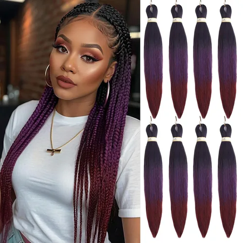 Miniatura 61 de Beyond Beauty - Trenzas preestiradas de cabello profesional sin picazón, ajuste de agua caliente, fibra sintética, textura Yaki, extensiones