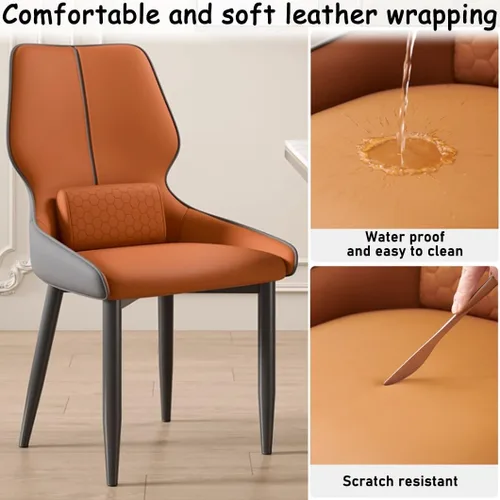 Miniatura 5 de YVYKFZD Juego de sillas de comedor de cuero, sillas de comedor con patas de metal, sillas de cocina tapizadas, silla minimalista sin brazos