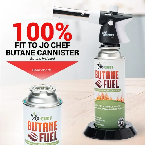 Miniatura 3 de Jo Chef Encendedor de butano profesional, antorcha de cocina, encendedor de llama ajustable recargable con bloqueo de seguridad para barbacoa