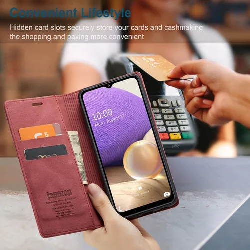 Miniatura 8 de Funda tipo cartera para Samsung Galaxy A32 5G/M32 5G con bloqueo RFID, tarjetero y función atril magnético, de piel con tapa para Samsung Galaxy A32