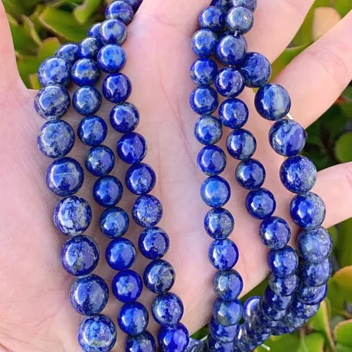Adabele GE15-6 - 1 hebra de piedras preciosas curativas de lapislázuli azul natural, no teñidas, cuentas sueltas redondas y sueltas, espaciador de