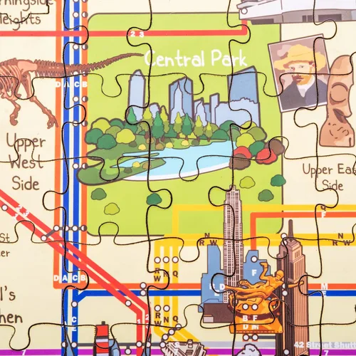 Miniatura 4 de New York Manhattan - Rompecabezas de madera con mapa del metro de 152 piezas, 10 x 15 pulgadas