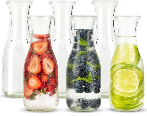 Miniatura 8 de KooK Jarra de vidrio, suministros de barra de mimosa, jarras con tapa, juego de 3, jarra de agua de vidrio, dispensadores de bebidas para fiestas