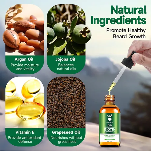 Miniatura 5 de MistySprite Aceite de crecimiento de barba para hombre, 5% de biotina, aroma de serenidad cítrica, 2 onzas (paquete de 10), suaviza, acondiciona