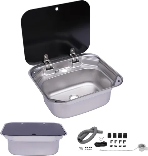 Fregadero de cocina y bar de 17 pulgadas de montaje inferior para autocaravana, estación de trabajo, cuenco individual, lavabo para lavado de manos