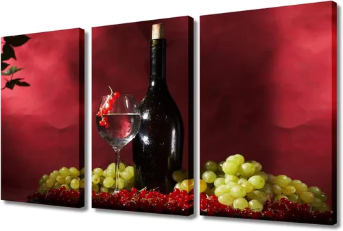 Miniatura 94 de Obra de arte para paredes del hogar, 3 paneles de letras de vino tinto, pinturas de corcho, impresiones HD, arte de pared de corcho de vino sobre