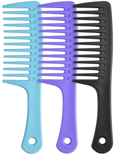 Miniatura 8 de Peine de dientes anchos, peine grande desenredante para mujeres y hombres, cepillo de peinado duradero para cabello rizado, largo y húmedo - Cuidado