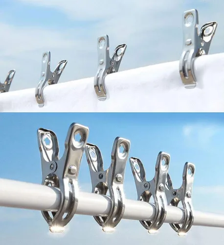 Miniatura 3 de 32 pinzas de metal para toallas para sillas de playa, pinzas de acero inoxidable resistente, clips de cubierta de fila, clips de jardín, abrazaderas