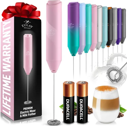 Miniatura 105 de Zulay Kitchen Espumador de leche de mano a pilas - Mezclador eléctrico de bebidas para café, lattes, capuchinos, matcha y chocolate caliente