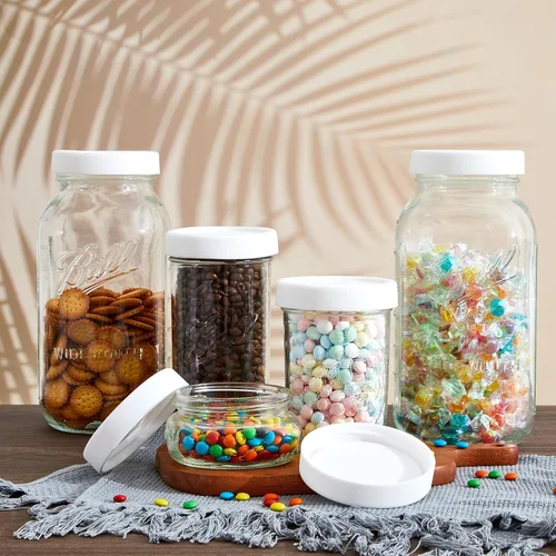 Miniatura 5 de Teenyyou 6 tapas de silicona para frascos, tapas gruesas a prueba de fugas para frascos Mason de 2.756 in, tapas reutilizables para tarros de Blanco
