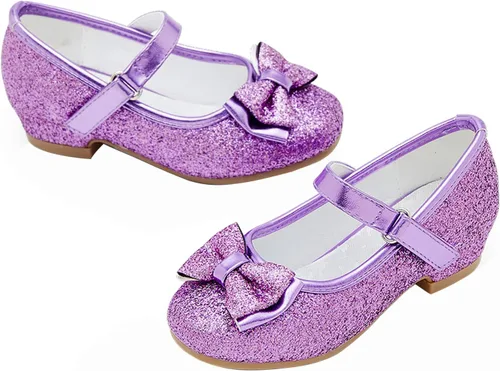 Stelle - Zapatos de vestir para niñas pequeñas, zapatos de princesa con purpurina y flores, tacón bajo estilo Mary Jane, ideales para fiestas y bodas