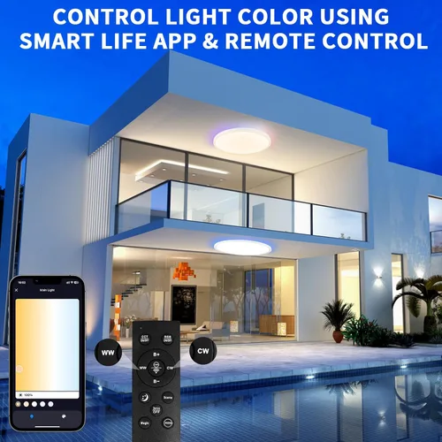 Miniatura 8 de Lámpara de techo de montaje empotrado de 12 pulgadas con control remoto y luces nocturnas, lámpara de techo LED regulable de 2700 K-6500 K, moderna