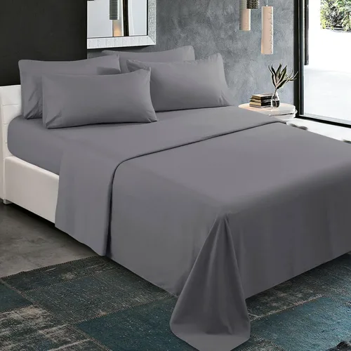 Miniatura 20 de KBC linen Juego de sábanas de lujo de 6 piezas para hotel, 100% algodón, sábana bajera ajustable de 21 a 24 pulgadas, sin arrugas, juego de ropa