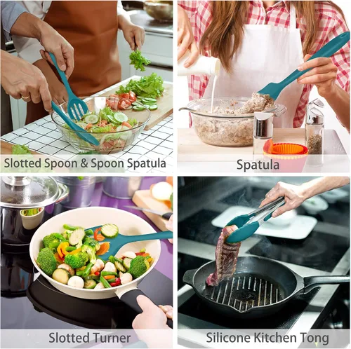 Miniatura 4 de P&P CHEF Juego de utensilios de cocina de silicona, 28 piezas, espátulas para hornear con soporte, resistentes al calor y no tóxico, antiadherente
