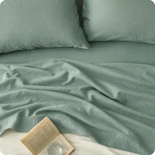 Miniatura 14 de Bedsure Sábanas de cama tamaño King, juego de sábanas de algodón y lino, antipilling, ultrasuaves y transpirables, sábanas bajeras King con bolsillo