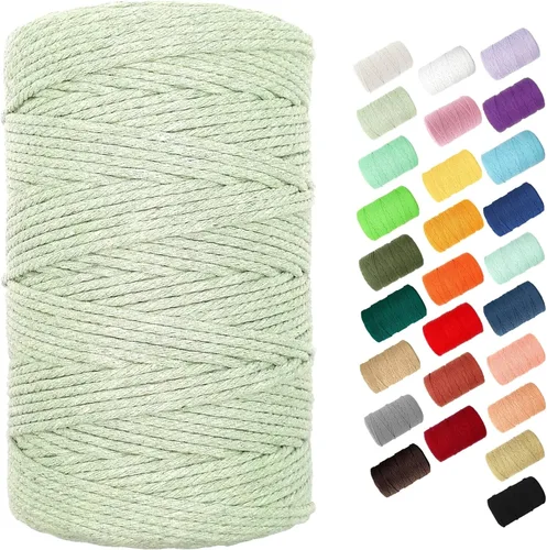 Miniatura 7 de Cuerda de algodón de 0.118 in, cuerda de 220 yardas, cuerda de macramé de algodón 100% natural para colgar plantas, colgar en la pared, decoración